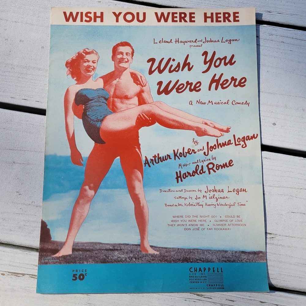 Vintage Wish You Were Here Sheet Music ~ 1950s ~ Ephemera ~ Crafting ~ Journal